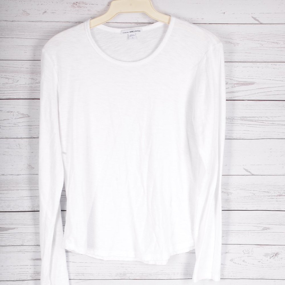James Perse Size 1 White Crew Long Sleeve Tee
